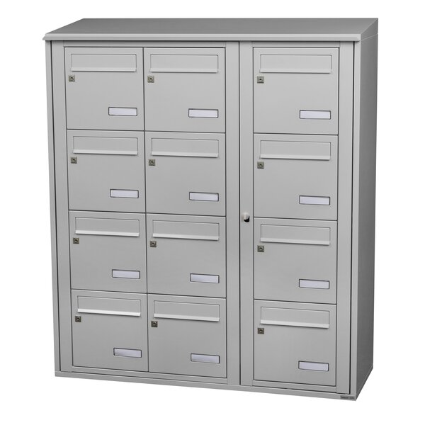 Bloc collectif Leabox  3x4  grade 3  simple face  extérieur  fixation murale  gris clair ral 7035 finition brillante