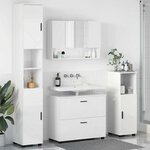 vidaXL Ensemble de mobilier de salle de bain 4 Pièces Blanc brillant