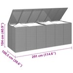 vidaXL Boîte à coussins de jardin Résine tressée 291x100 5x104 cm Gris