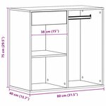 vidaXL Cabinet de Cosmétiques avec tiroir Chêne noir 80 x 40 x 75 cm