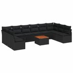 vidaXL Ensemble de canapé de jardin 11 Pièces Noir