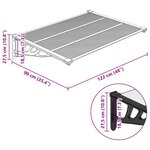 vidaXL Auvent de porte Noir et transparent 122x90 cm Polycarbonate