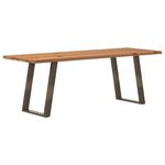 vidaXL Table à manger et bord naturel bois massif chêne rectangulaire
