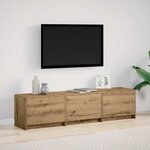 vidaXL Meuble TV avec LED en chêne artisanal 165x34x40 cm en bois d'ingénierie