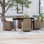 vidaXL Ensemble à manger de jardin et coussins 5 Pièces Marron