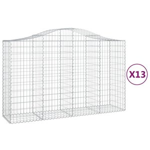 vidaXL Paniers à gabions arqués 13 Pièces 200x50x120/140 cm Fer galvanisé