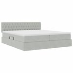 vidaXL Lit de rangement LED avec matelas Gris clair 200 x 200 cm