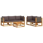 vidaXL Ensemble de canapés de jardin 6 pièces avec coussins en bois d'acacia et corde