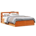 vidaXL Cadre de lit et tête de lit cire marron 120x200 cm bois de pin