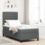 vidaXL Lit à sommier gris foncé 90x200 cm Tissu