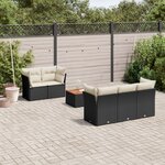 vidaXL Salon de jardin 6 Pièces avec coussins noir résine tressée
