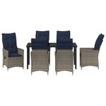 Ensemble de salle à manger de jardin vidaXL de 7 pièces avec coussins en poly rattan gris