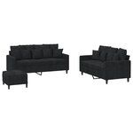 vidaXL Ensemble de canapés 3 Pièces avec coussins Noir Velours