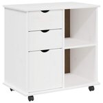 vidaXL Cabinet roulant 63 5 x 39 x 65 5 cm Bois de Pin Massif Blanc