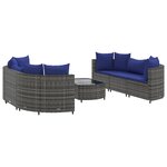 vidaXL Salon de jardin avec coussins 7 Pièces gris résine tressée