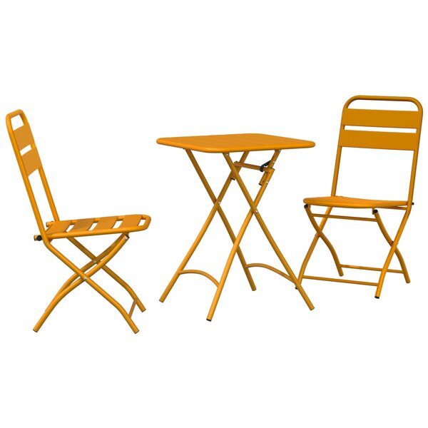 Ensemble de bistro pliable 3 pièces moutarde en acier
