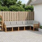 vidaXL Ensemble de canapés d'extérieur 6 pc Naturel et gris clair