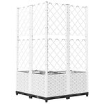 vidaXL Jardinière avec treillis Blanc 80x80x136 cm PP