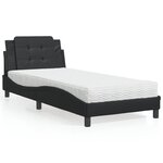 vidaXL Lit avec matelas noir 90x200 cm similicuir