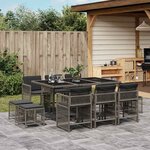 vidaXL Ensemble à manger de jardin 11Pièces avec coussins gris poly rotin
