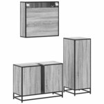 vidaXL Ensemble de meubles de salle de bain 3 Pièces Sonoma gris