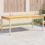 vidaXL Table de jardin beige 180x90x75 cm résine tressée et acacia