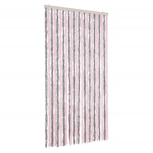 vidaXL Rideau anti-mouches gris argenté et rose 100x220 cm chenille
