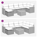 vidaXL Salon de jardin 8 Pièces avec coussins gris résine tressée