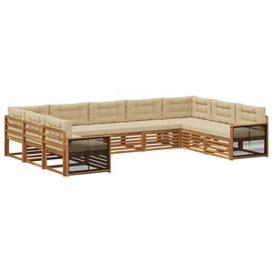 vidaXL Ensemble de canapés d'extérieur 9 pc Naturel et Beige