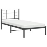 vidaXL Cadre de lit métal sans matelas avec tête de lit noir 90x190 cm