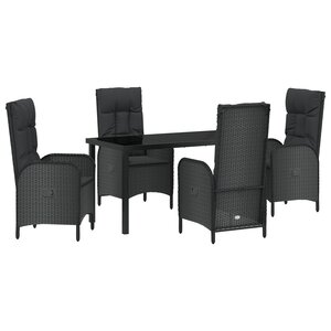 vidaXL Ensemble de 5 Chaises de Jardin Noir Rotin Synthétique