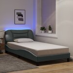 vidaXL Cadre de lit avec LED sans matelas gris clair 100x200 cm tissu