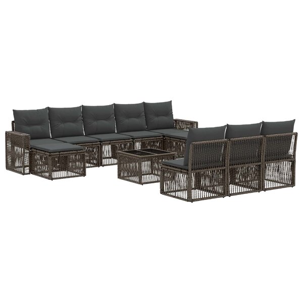 vidaXL Ensemble de canapé de jardin 11 Pièces Gris et Gris foncé
