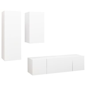 vidaXL Ensemble de meubles TV 4 Pièces Blanc Bois d'ingénierie