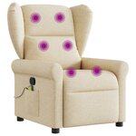 vidaXL Fauteuil de massage inclinable Crème Tissu