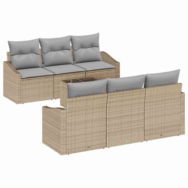 vidaXL Ensemble de Canapés avec coussin 7 Pièces Beige et gris polyrotin