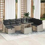 vidaXL Ensemble de canapé de jardin 9 Pièces Gris clair polyrotin