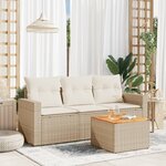 vidaXL Salon de jardin avec coussins 4 Pièces beige résine tressée