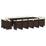 vidaXL Ensemble à manger de jardin avec coussins 15 Pièces marron rotin
