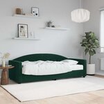 vidaXL Lit de jour avec matelas vert foncé 90x200 cm velours
