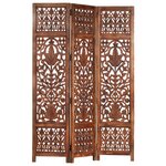 vidaXL Cloison de séparation 3 panneaux Marron 120x165cm Bois manguier
