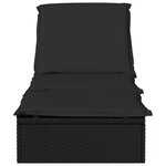 vidaXL Chaise longue 1 pc avec coussin noir 201x55x62cm résine tressée