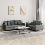 vidaXL Ensemble de canapés 2 Pièces avec coussins Gris foncé Tissu