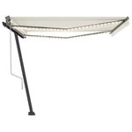 vidaXL Auvent automatique avec capteur de vent et LED 450x300 cm Crème