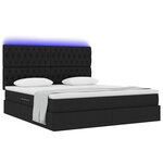 vidaXL Lit de rangement LED avec matelas Noir 160 x 200 cm Tissu