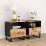 vidaXL Tables de chevet 2 Pièces Bois de manguier solide et d'ingénierie