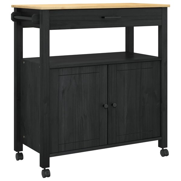vidaXL Chariot de cuisine Uni Noir 84 x 40 x 88 5 cm