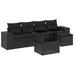 vidaXL Salon de jardin 6 Pièces avec coussins noir résine tressée