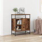 Buffet vidaXL en vieux bois 69x35x80 cm en bois d'ingénierie et en acier