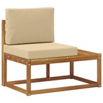 vidaXL Canapé d'extérieur en bout avec coussin Naturel 91 x 63 x 73 cm